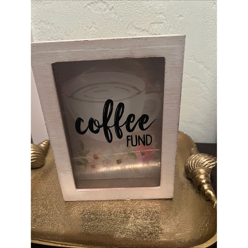 #2077*”7x9”Coffee Fund Decorative Shadow Box - White